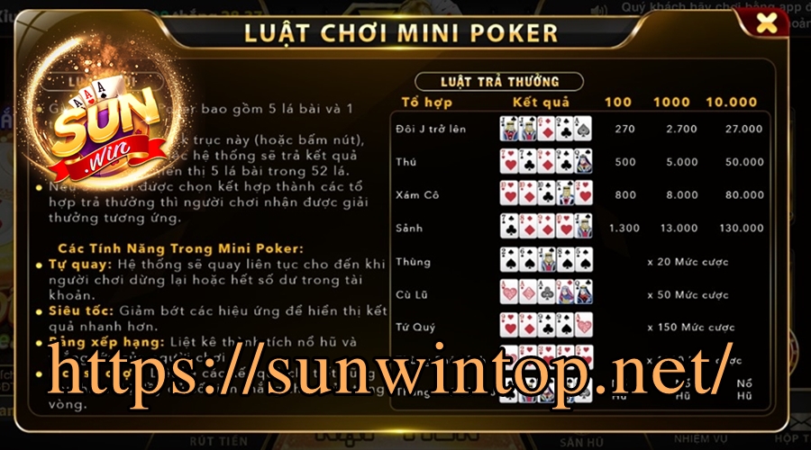 Luật chơi game Mini poker